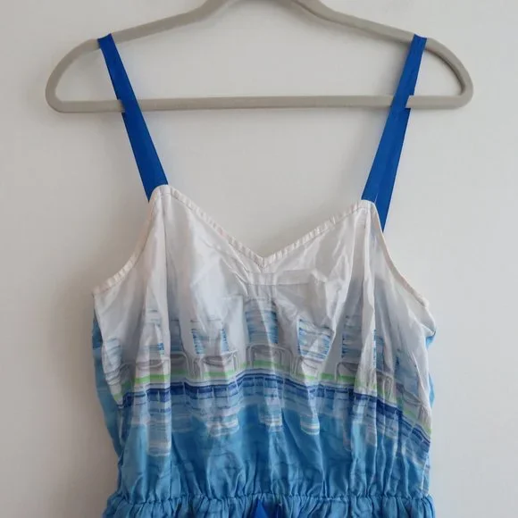 ANTHROPOLOGIE LILKA White Blue Swimming Pool Resort Cotton Dress Cover Up Small - Picture 3 of 13